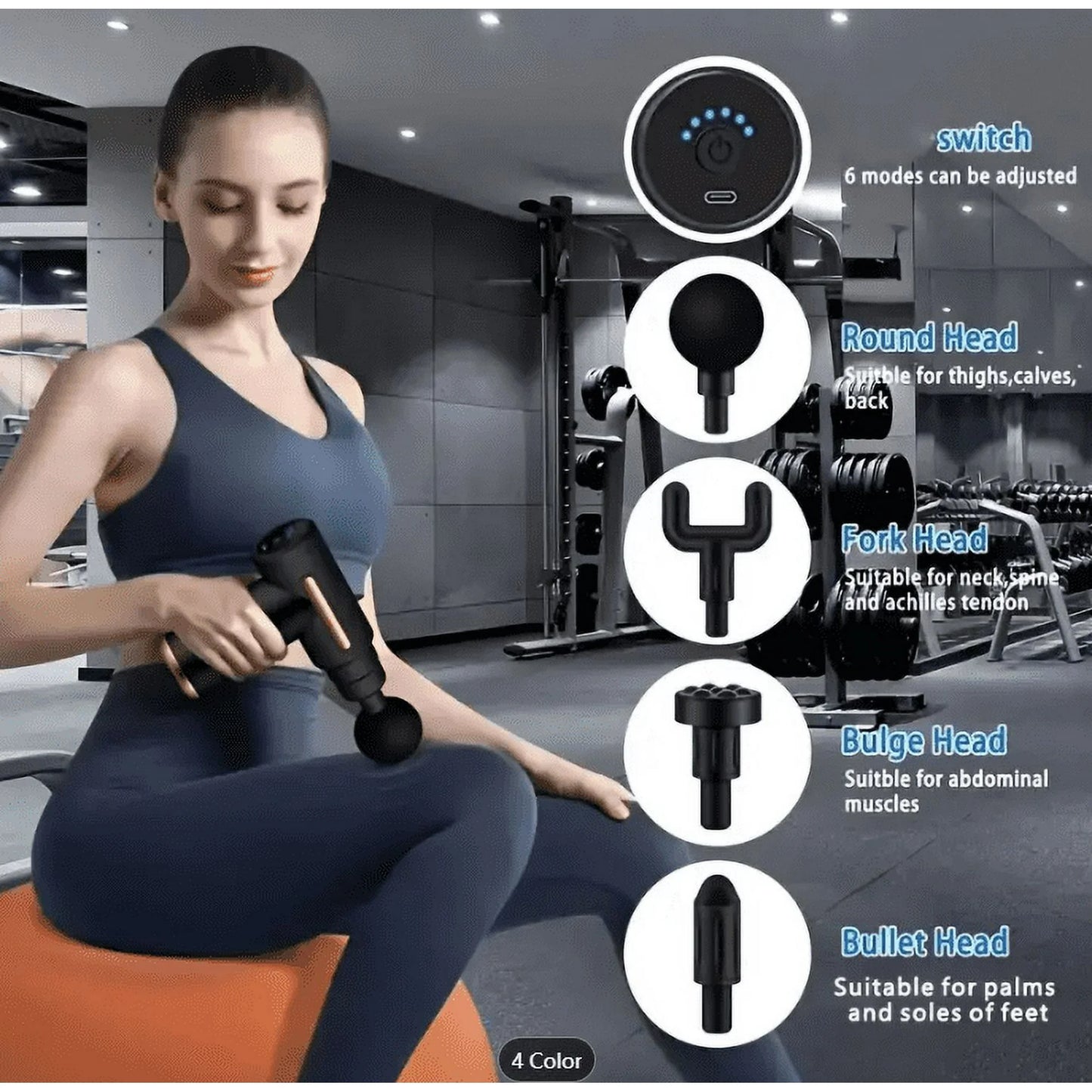 Massage Gun Deep Tissue, Full-Metal Electric Portable Hand Held Massager Gun for Back, Body Sore Muscles, Pain Relief, Gifts, Office, Home, Athletes