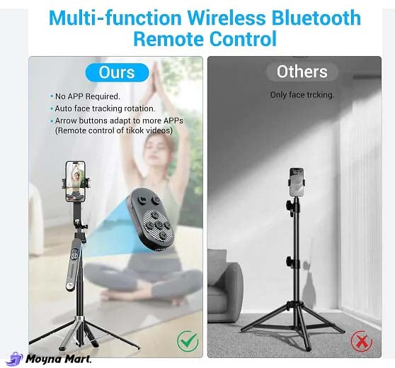 Auto Face Tracking Tripod 360 Rotation for iPhone Android,Phone Stand Follow You for Video Recording,Selfie Stick Tripod with RGB Light,Remote Control for YouTube,TikTok Vlogging(M2Pro Black)