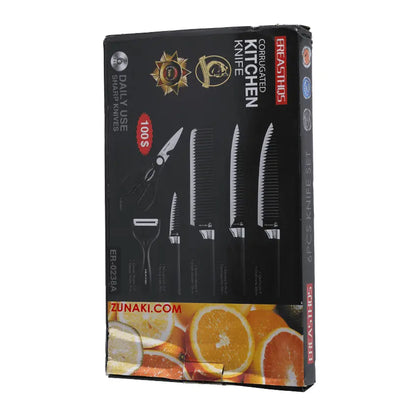 Black Wavy Six-piece Knife set