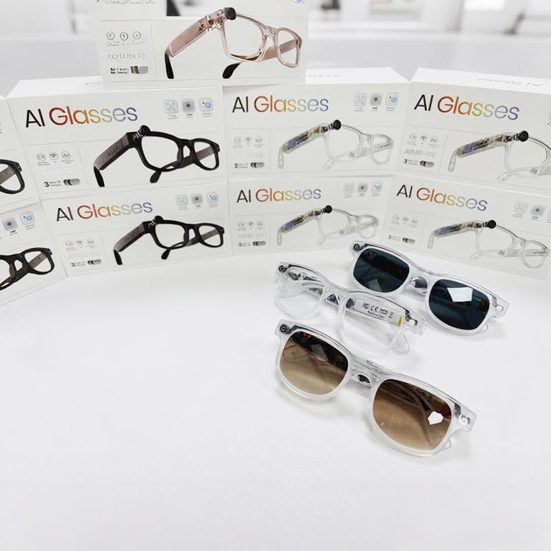 AIMB-G2 AI Smart Glasses, 8 Megapixel Photo, 1200P Anti-Shake, AI Translation and Character Recognition, Multi-Color, Replacement Lens Included