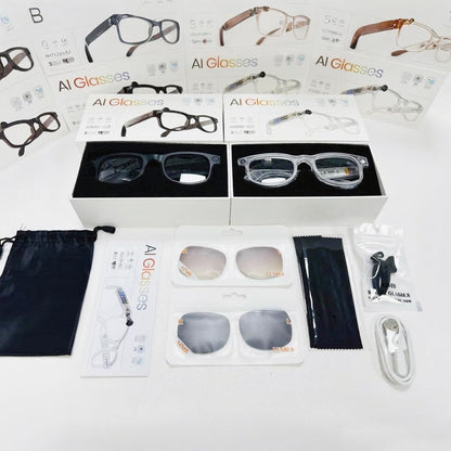 AIMB-G2 AI Smart Glasses, 8 Megapixel Photo, 1200P Anti-Shake, AI Translation and Character Recognition, Multi-Color, Replacement Lens Included
