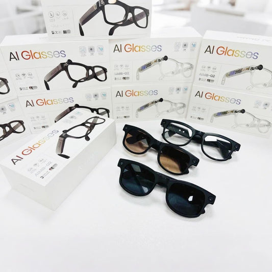 AIMB-G2 AI Smart Glasses, 8 Megapixel Photo, 1200P Anti-Shake, AI Translation and Character Recognition, Multi-Color, Replacement Lens Included