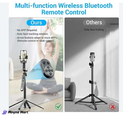 Auto Face Tracking Tripod 360 Rotation for iPhone Android,Phone Stand Follow You for Video Recording,Selfie Stick Tripod with RGB Light,Remote Control for YouTube,TikTok Vlogging(M2Pro Black)