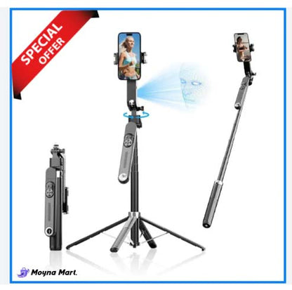 Auto Face Tracking Tripod 360 Rotation for iPhone Android,Phone Stand Follow You for Video Recording,Selfie Stick Tripod with RGB Light,Remote Control for YouTube,TikTok Vlogging(M2Pro Black)